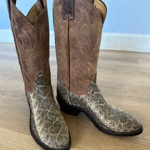 Tony Lama Diamondback Rattlesnake Cowboy Boots size 7 D